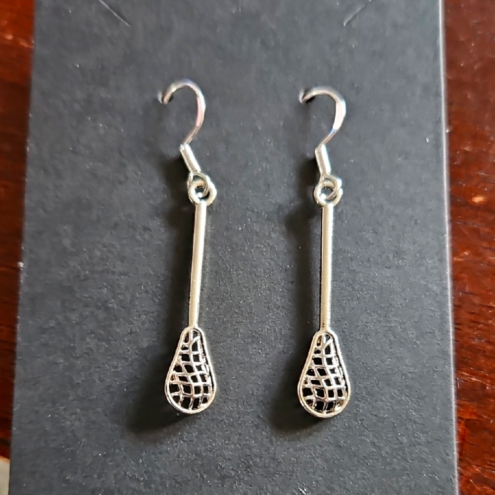 Lacrosse Stick Silver Earrings